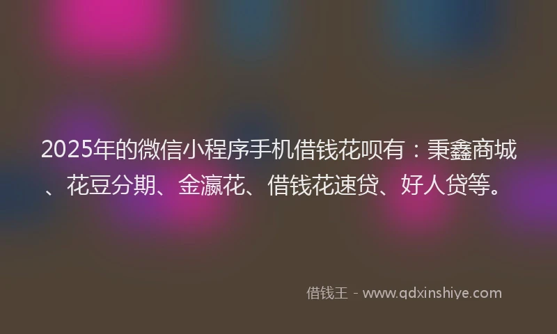 2025年的微信小程序手机借钱花呗有：秉鑫商城、花豆分期、金瀛花、借钱花速贷、好人贷等。