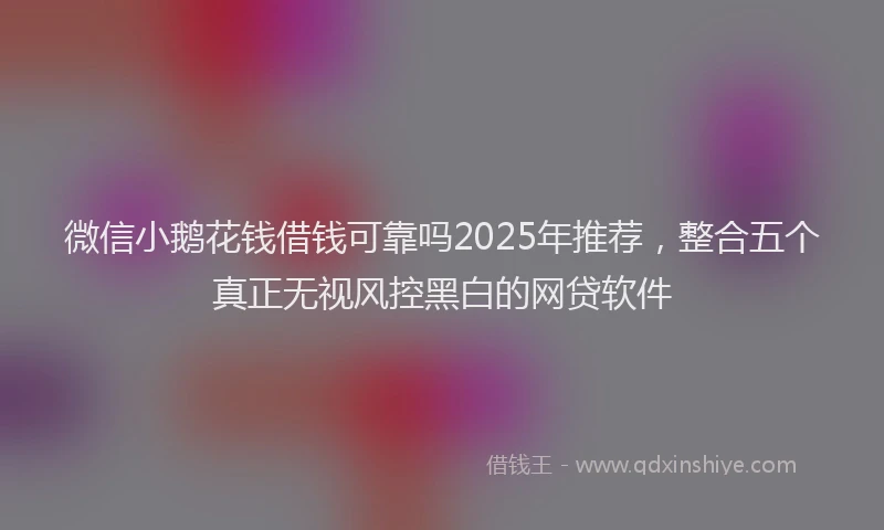 微信小鹅花钱借钱可靠吗2025年推荐，整合五个真正无视风控黑白的网贷软件
