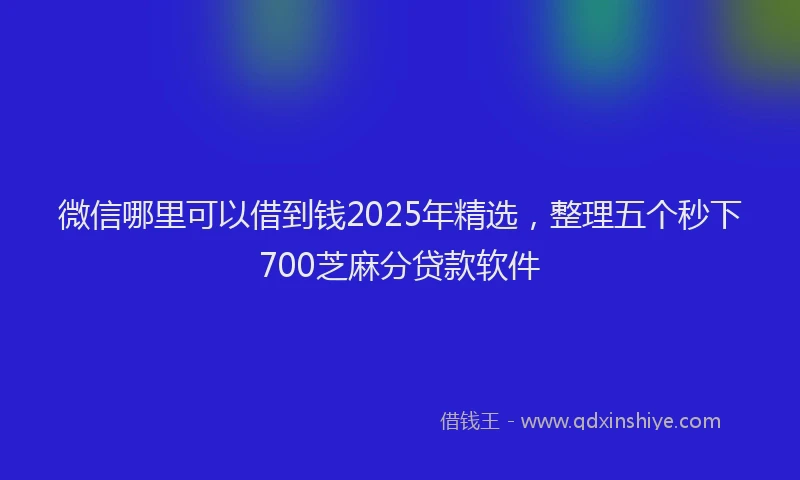 微信哪里可以借到钱2025年精选，整理五个秒下700芝麻分贷款软件