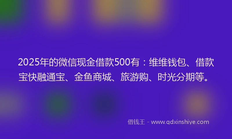 2025年的微信现金借款500有：维维钱包、借款宝快融通宝、金鱼商城、旅游购、时光分期等。