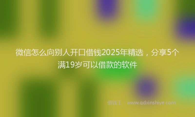 微信怎么向别人开口借钱2025年精选，分享5个满19岁可以借款的软件