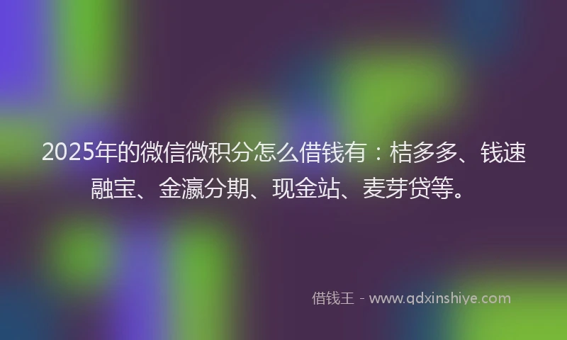 2025年的微信微积分怎么借钱有：桔多多、钱速融宝、金瀛分期、现金站、麦芽贷等。