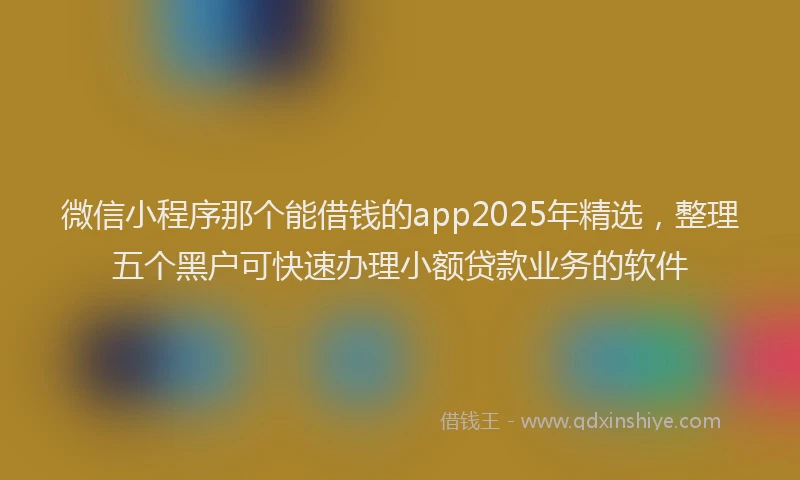 微信小程序那个能借钱的app2025年精选，整理五个黑户可快速办理小额贷款业务的软件