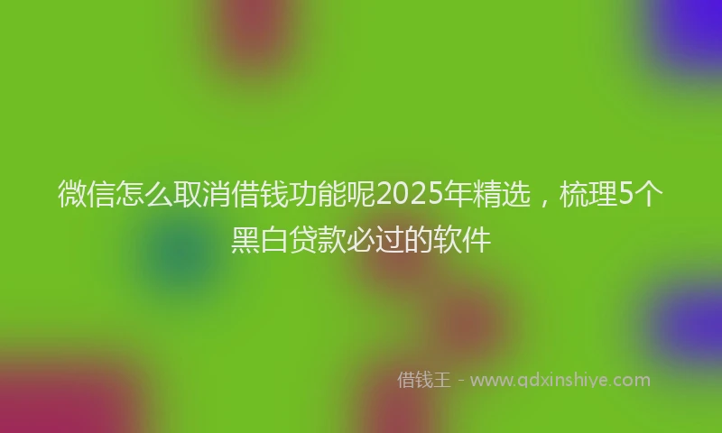 微信怎么取消借钱功能呢2025年精选，梳理5个黑白贷款必过的软件