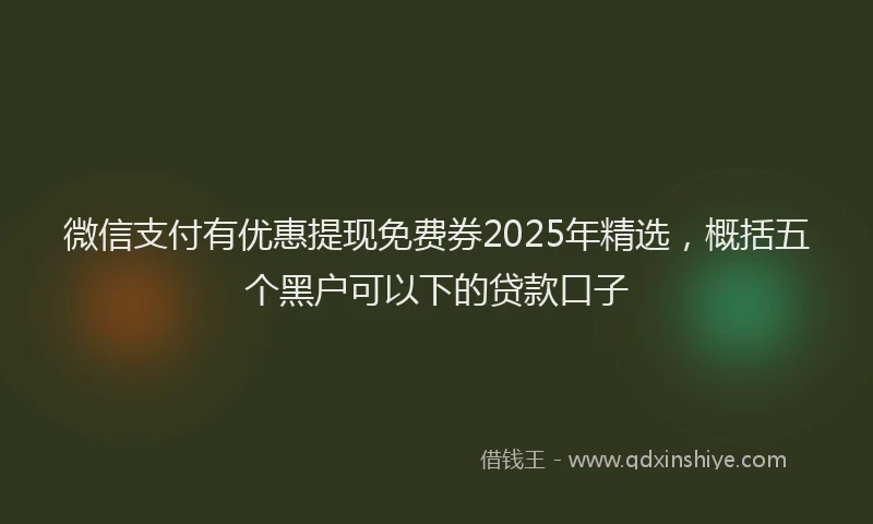 微信支付有优惠提现免费券2025年精选，概括五个黑户可以下的贷款口子