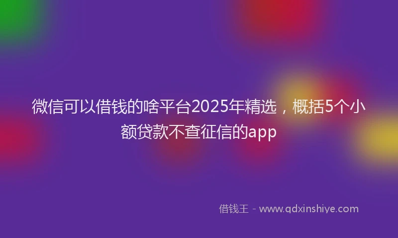 微信可以借钱的啥平台2025年精选，概括5个小额贷款不查征信的app