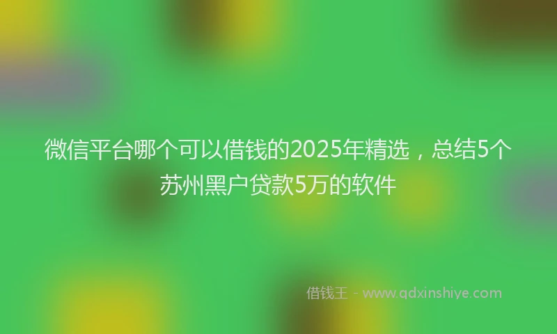 微信平台哪个可以借钱的2025年精选，总结5个苏州黑户贷款5万的软件