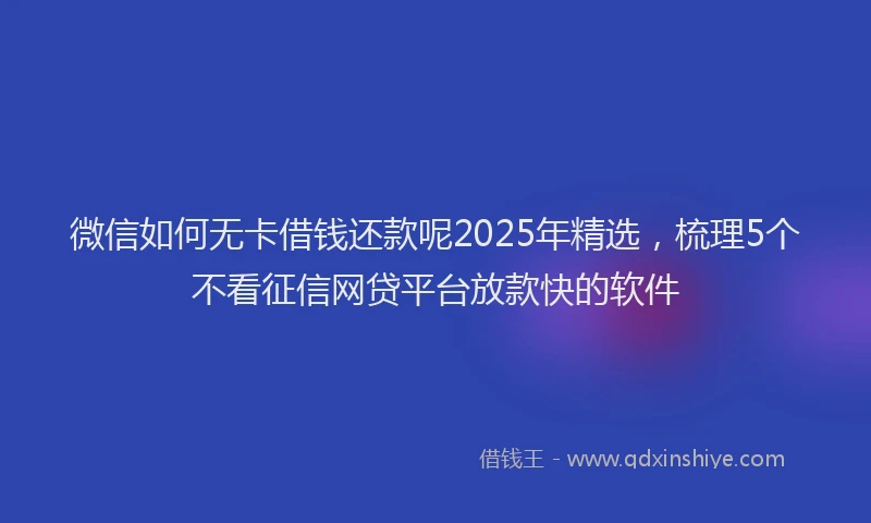 微信如何无卡借钱还款呢2025年精选，梳理5个不看征信网贷平台放款快的软件