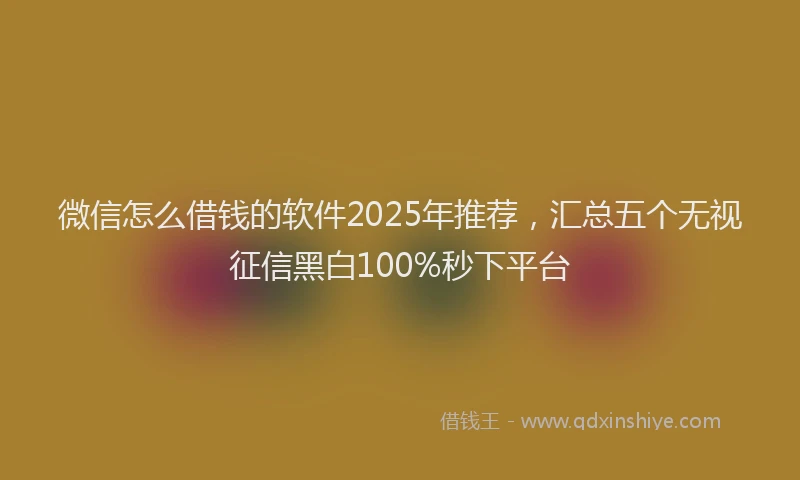 微信怎么借钱的软件2025年推荐，汇总五个无视征信黑白100%秒下平台