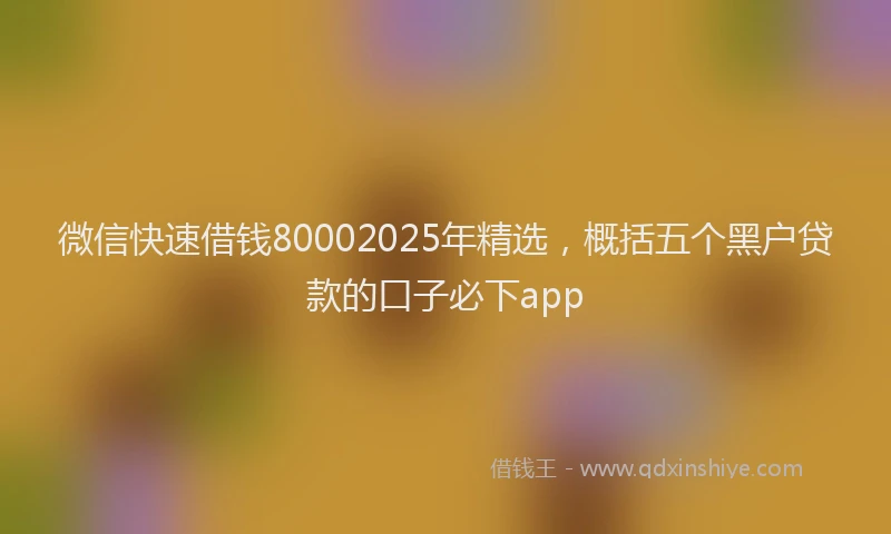 微信快速借钱80002025年精选，概括五个黑户贷款的口子必下app