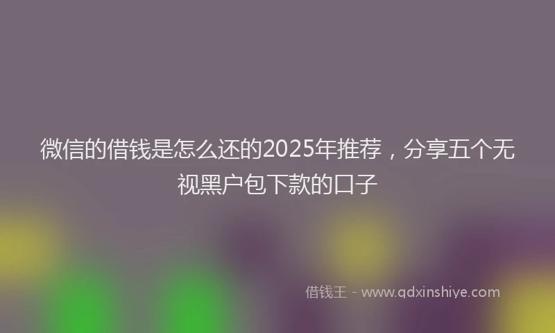 微信的借钱是怎么还的2025年推荐，分享五个无视黑户包下款的口子