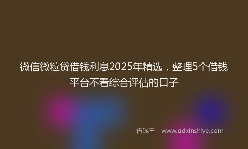 微信微粒贷借钱利息2025年精选，整理5个借钱平台不看综合评估的口子