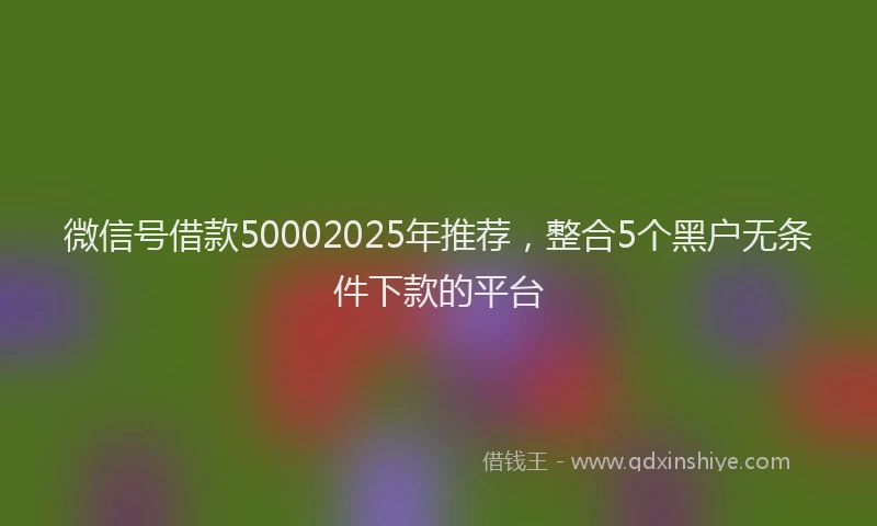 微信号借款50002025年推荐，整合5个黑户无条件下款的平台