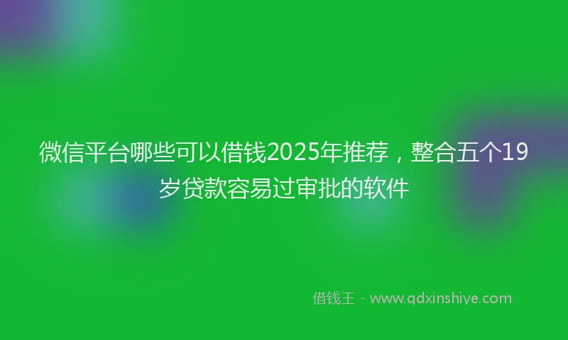 微信平台哪些可以借钱2025年推荐，整合五个19岁贷款容易过审批的软件