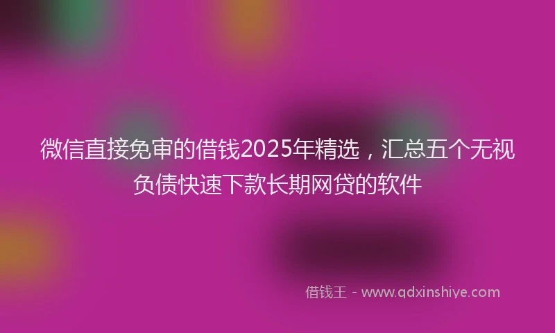 微信直接免审的借钱2025年精选，汇总五个无视负债快速下款长期网贷的软件