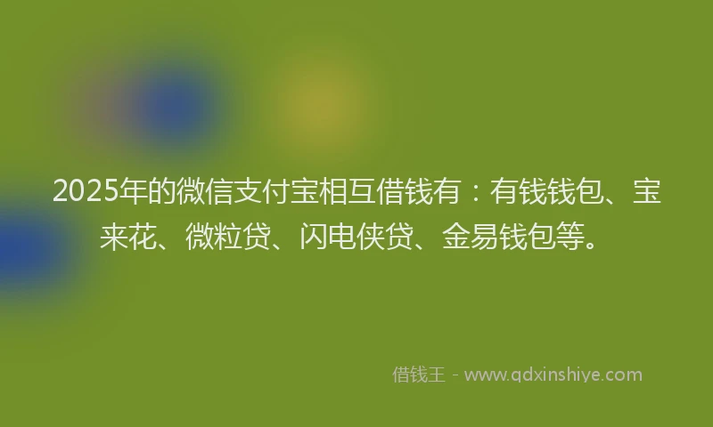2025年的微信支付宝相互借钱有：有钱钱包、宝来花、微粒贷、闪电侠贷、金易钱包等。