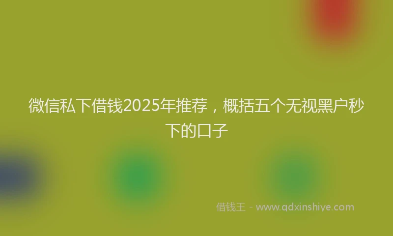 微信私下借钱2025年推荐，概括五个无视黑户秒下的口子