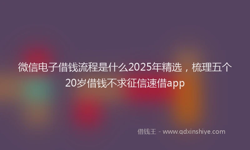 微信电子借钱流程是什么2025年精选，梳理五个20岁借钱不求征信速借app