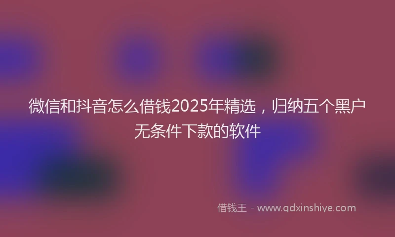 微信和抖音怎么借钱2025年精选，归纳五个黑户无条件下款的软件
