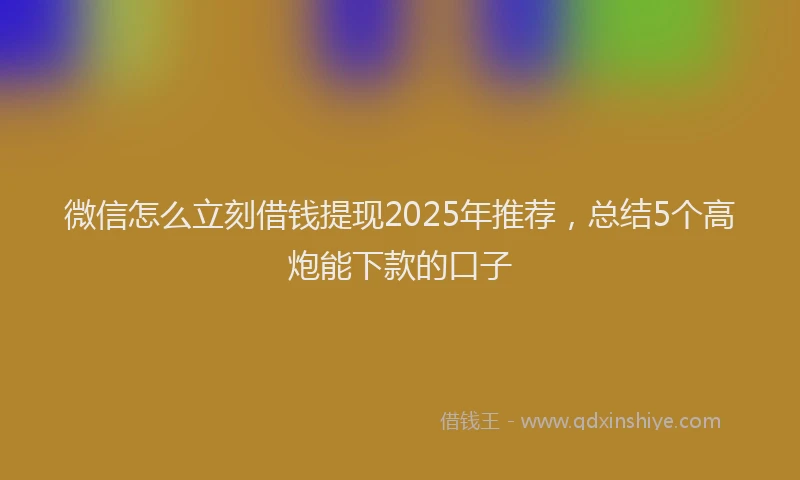 微信怎么立刻借钱提现2025年推荐，总结5个高炮能下款的口子