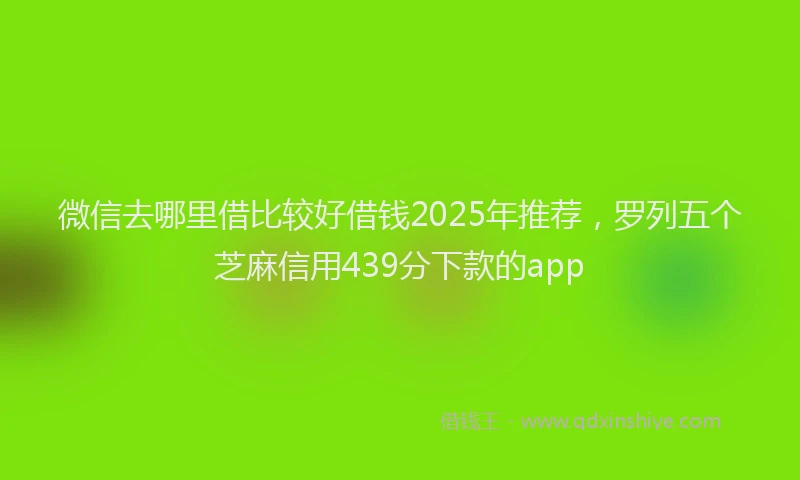 微信去哪里借比较好借钱2025年推荐，罗列五个芝麻信用439分下款的app