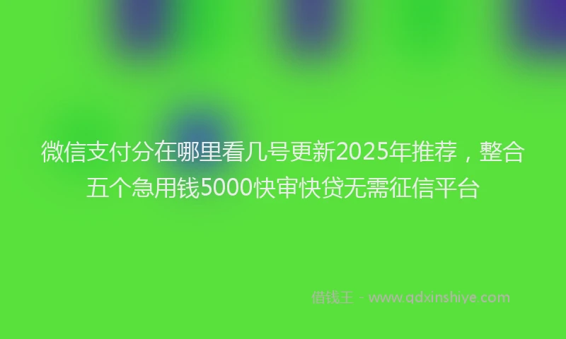 微信支付分在哪里看几号更新2025年推荐，整合五个急用钱5000快审快贷无需征信平台