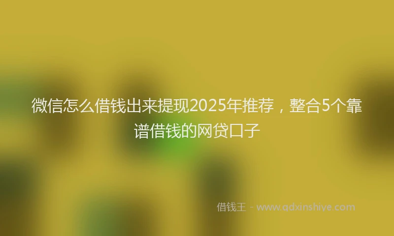微信怎么借钱出来提现2025年推荐，整合5个靠谱借钱的网贷口子