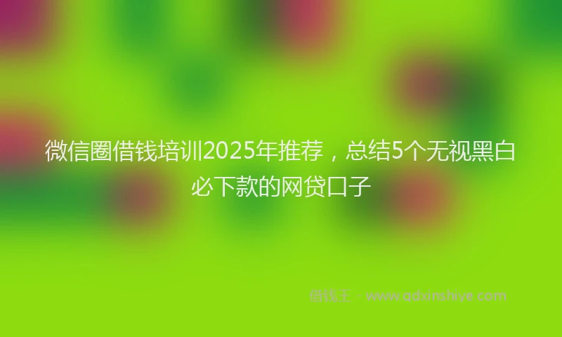 微信圈借钱培训2025年推荐，总结5个无视黑白必下款的网贷口子