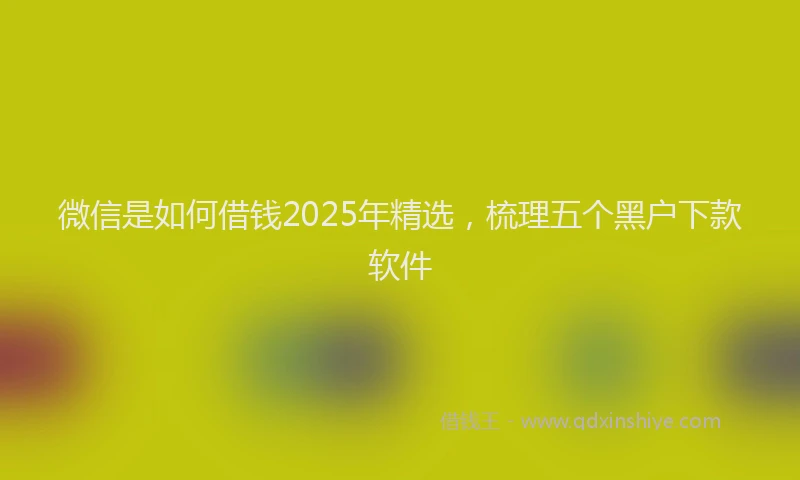 微信是如何借钱2025年精选，梳理五个黑户下款软件