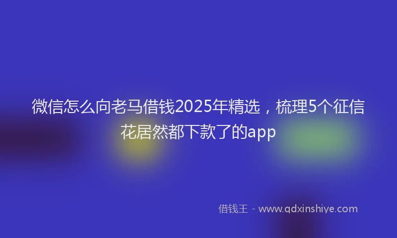 微信怎么向老马借钱2025年精选，梳理5个征信花居然都下款了的app