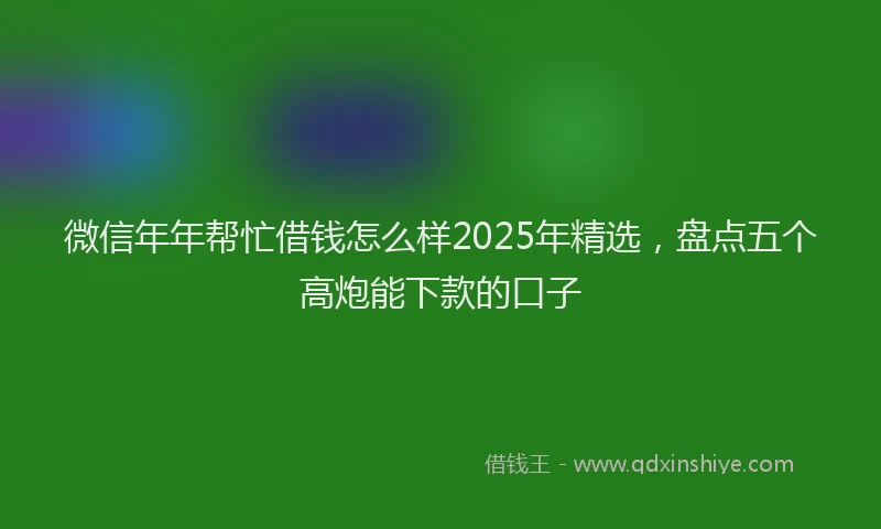 微信年年帮忙借钱怎么样2025年精选，盘点五个高炮能下款的口子