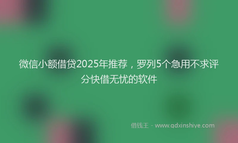 微信小额借贷2025年推荐，罗列5个急用不求评分快借无忧的软件