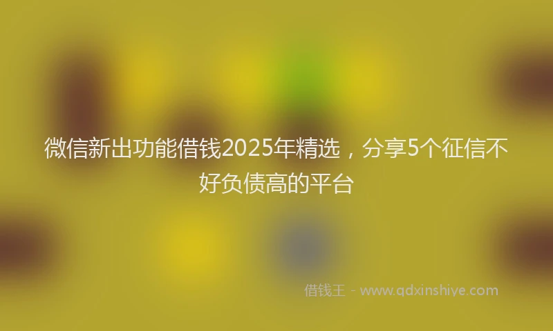 微信新出功能借钱2025年精选，分享5个征信不好负债高的平台