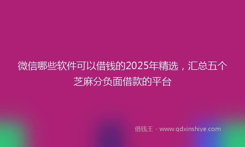 微信哪些软件可以借钱的2025年精选，汇总五个芝麻分负面借款的平台