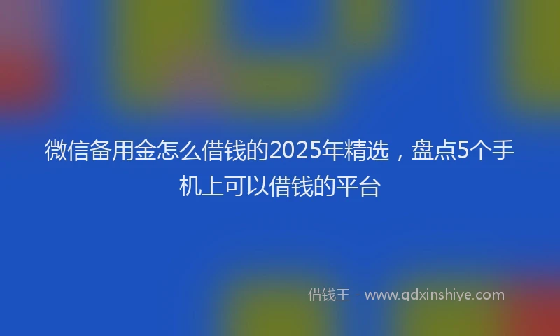 微信备用金怎么借钱的2025年精选，盘点5个手机上可以借钱的平台