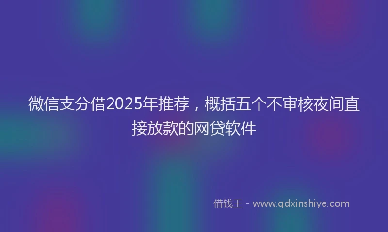 微信支分借2025年推荐，概括五个不审核夜间直接放款的网贷软件