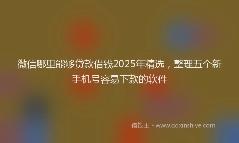 微信哪里能够贷款借钱2025年精选，整理五个新手机号容易下款的软件