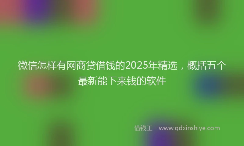 微信怎样有网商贷借钱的2025年精选，概括五个最新能下来钱的软件