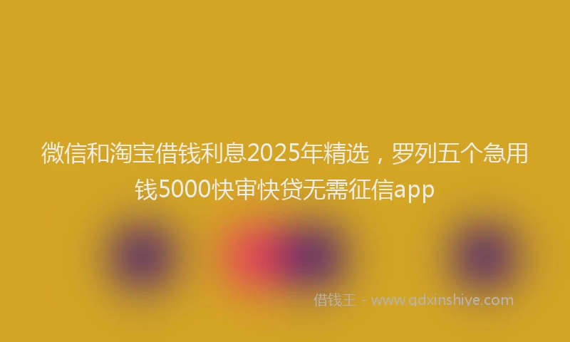 微信和淘宝借钱利息2025年精选，罗列五个急用钱5000快审快贷无需征信app