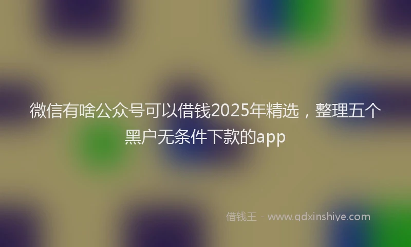 微信有啥公众号可以借钱2025年精选，整理五个黑户无条件下款的app