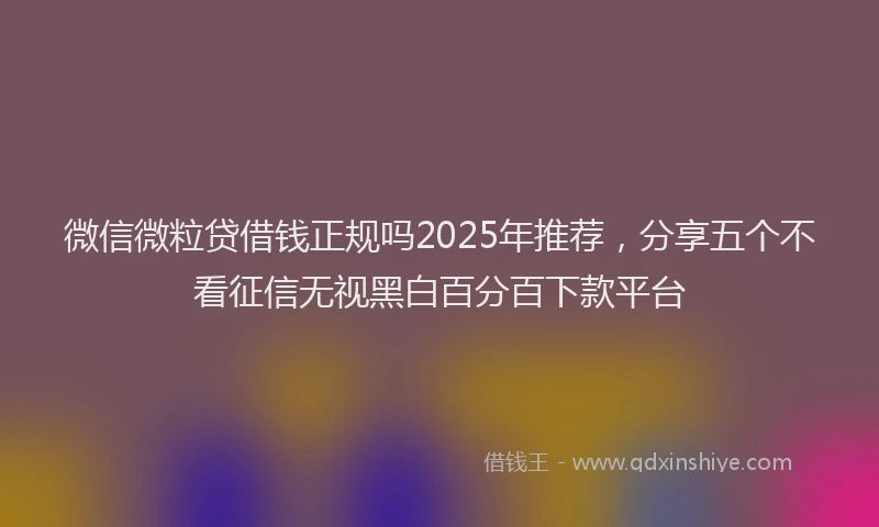 微信微粒贷借钱正规吗2025年推荐，分享五个不看征信无视黑白百分百下款平台
