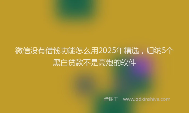 微信没有借钱功能怎么用2025年精选，归纳5个黑白贷款不是高炮的软件