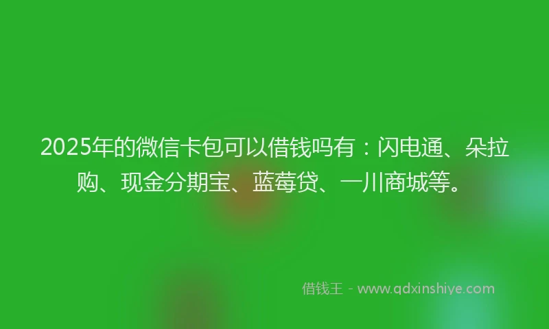 2025年的微信卡包可以借钱吗有：闪电通、朵拉购、现金分期宝、蓝莓贷、一川商城等。