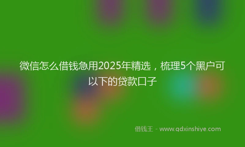 微信怎么借钱急用2025年精选，梳理5个黑户可以下的贷款口子