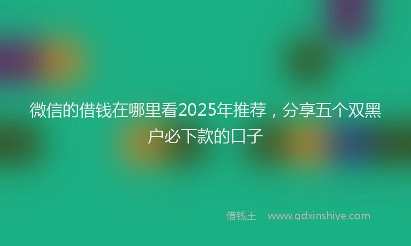 微信的借钱在哪里看2025年推荐，分享五个双黑户必下款的口子