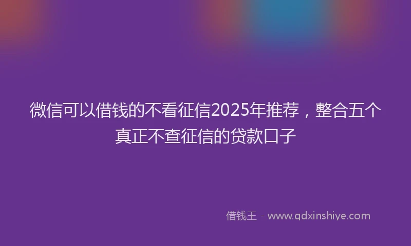 微信可以借钱的不看征信2025年推荐，整合五个真正不查征信的贷款口子