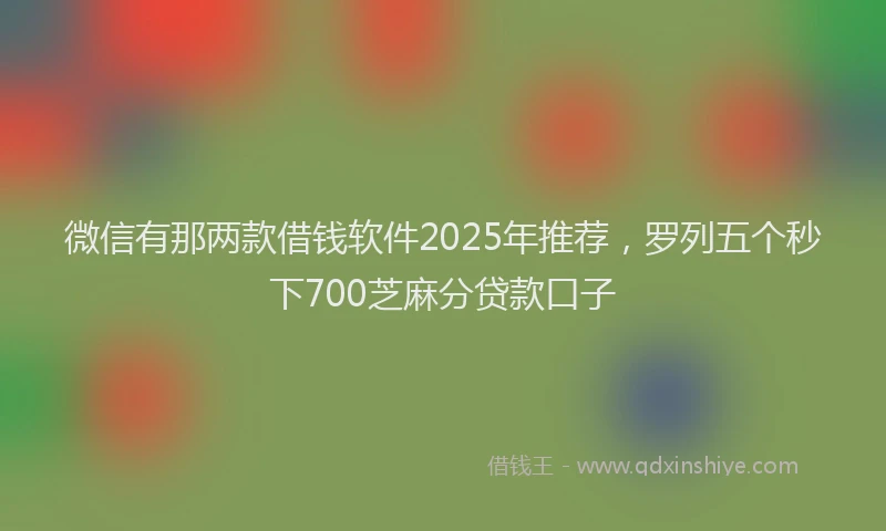 微信有那两款借钱软件2025年推荐，罗列五个秒下700芝麻分贷款口子