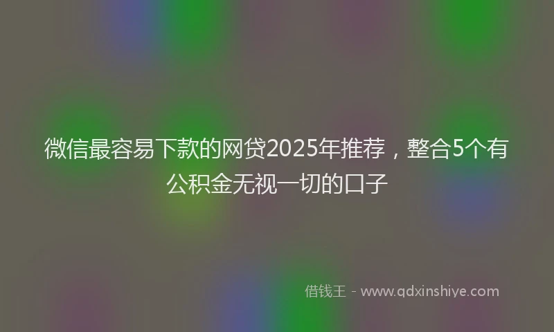 微信最容易下款的网贷2025年推荐，整合5个有公积金无视一切的口子