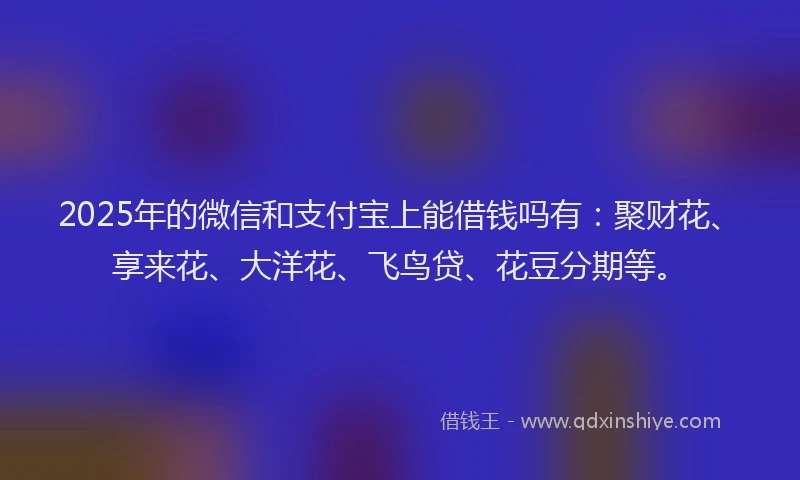 2025年的微信和支付宝上能借钱吗有：聚财花、享来花、大洋花、飞鸟贷、花豆分期等。