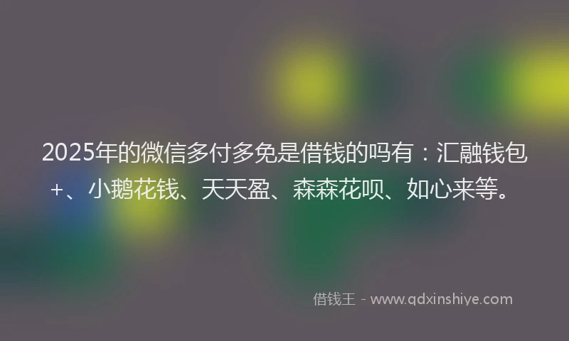 2025年的微信多付多免是借钱的吗有：汇融钱包+、小鹅花钱、天天盈、森森花呗、如心来等。